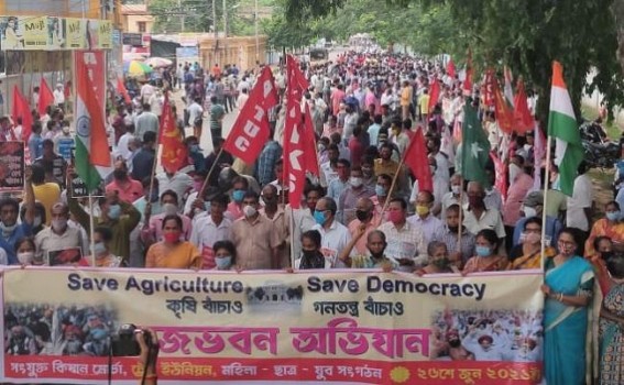 'Save Agriculture, Save Democracy' : Left backed Units staged protest against Farm Bill in Agartala 'Save Agriculture, Save Democracy' : Left backed Units staged protest against Farm Bill in Agartala